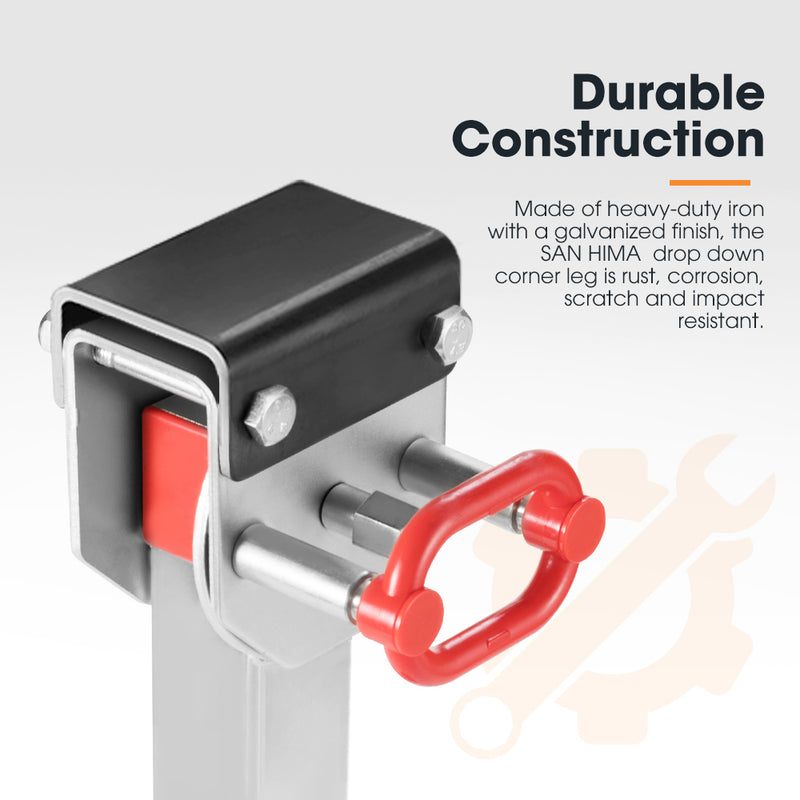 2x 590MM Corner Legs Drop Down W/Handle Steel Base 1500LBS
