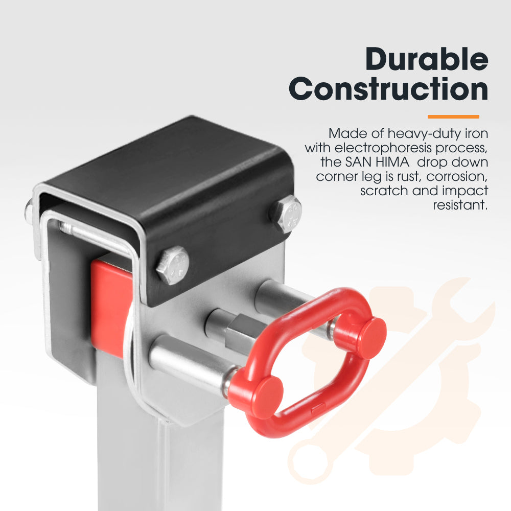 2x 590MM Corner Legs Drop Down W/Handle Steel Base 1500LBS