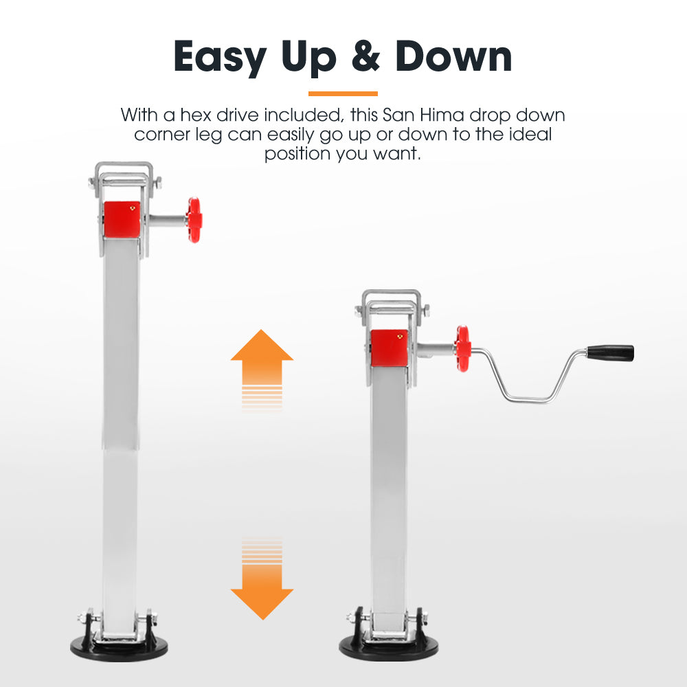 2x 590MM Corner Legs Drop Down W/Handle Steel Base 1500LBS