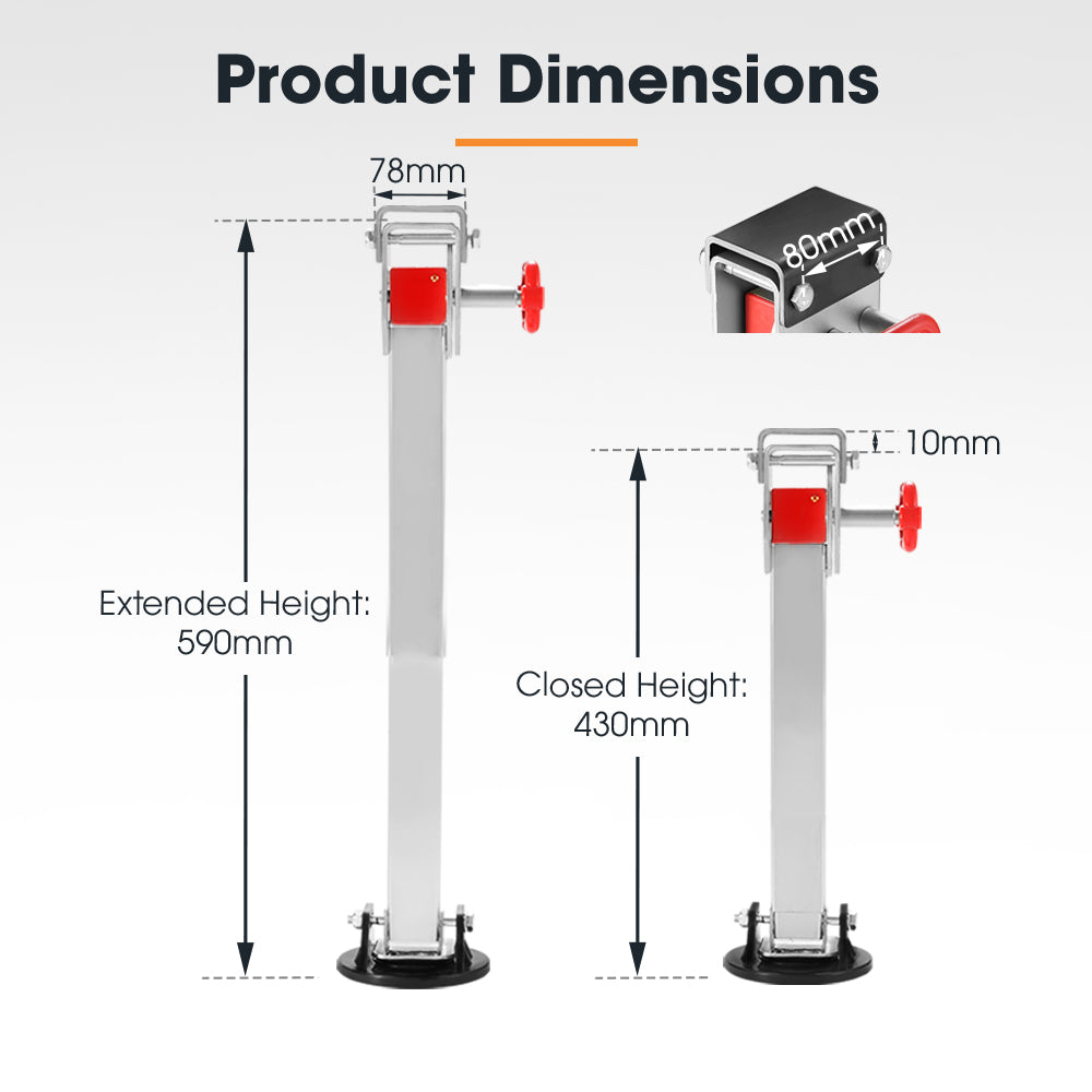 2x 590MM Corner Legs Drop Down W/Handle Steel Base 1500LBS