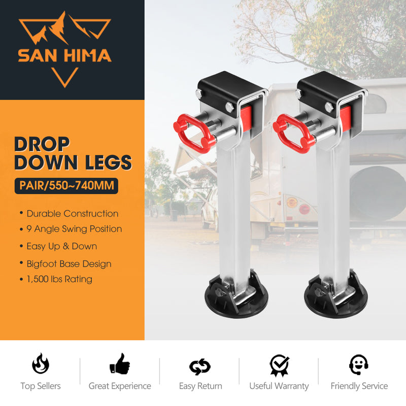 2X 740MM Corner Legs Drop Down W/Handle Steel Base 1500LBS