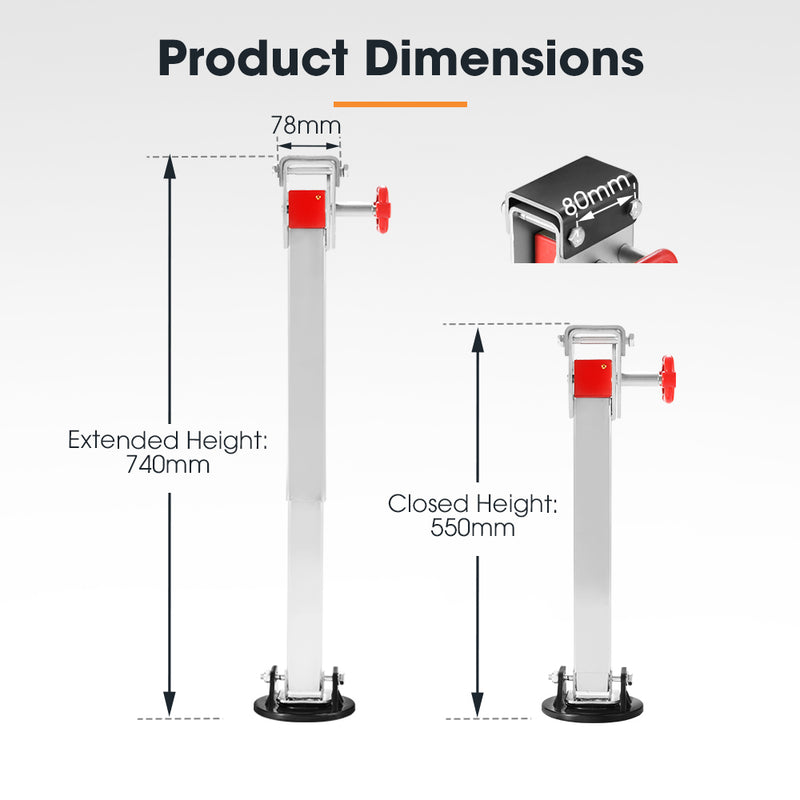 2X 740MM Corner Legs Drop Down W/Handle Steel Base 1500LBS