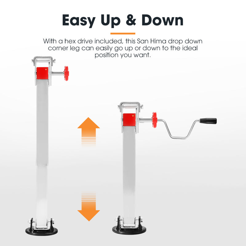 4x 740MM Drop Down Corner Legs 1500LBS Caravan Camper Trailer Stabilizer