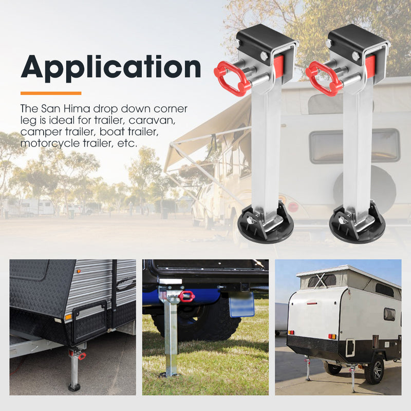 4x 740MM Drop Down Corner Legs 1500LBS Caravan Camper Trailer Stabilizer